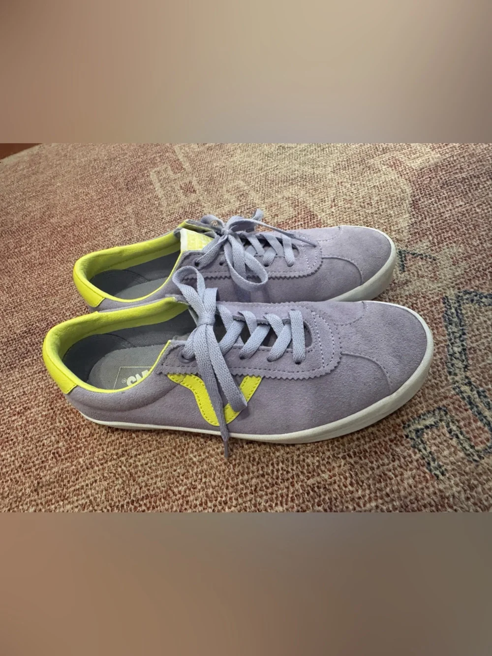 Vans sport low suede sneaker caramella lavender and neon green  size 7.5 women